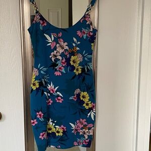 NWOT Guess Teal Floral Bodycon Mini Dress